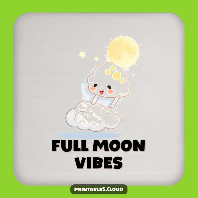 Funny Cloud Moon Coaster: Protect Surfaces with Celestial Humor