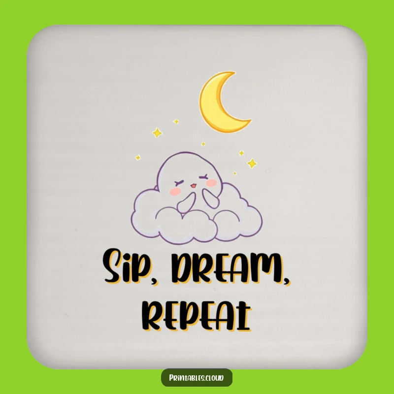 Funny Moonlit Serenade Coaster - Cloud Lullaby Design, Humorous Table Protection Gift