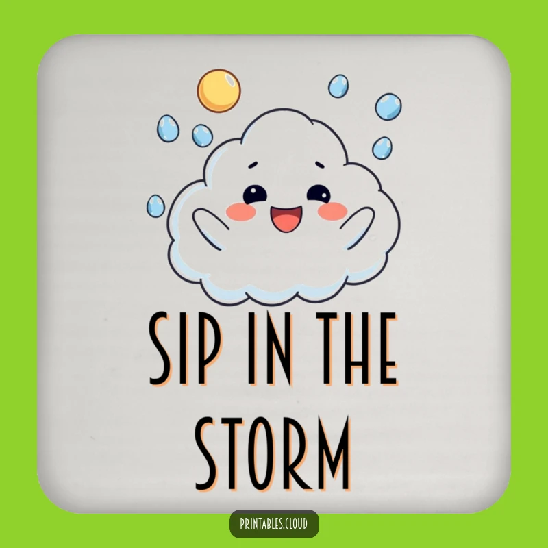 Funny Raindrop Juggling Cloud Coasters: Protect Surfaces with Cheerful Charm