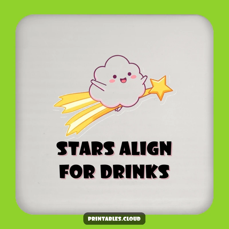 Funny Shooting Star Cloud Coaster: Happy Rider Art for Tables