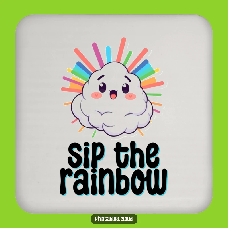 Funny Surprised Cloud Rainbow Coaster - Protect Surfaces with Color