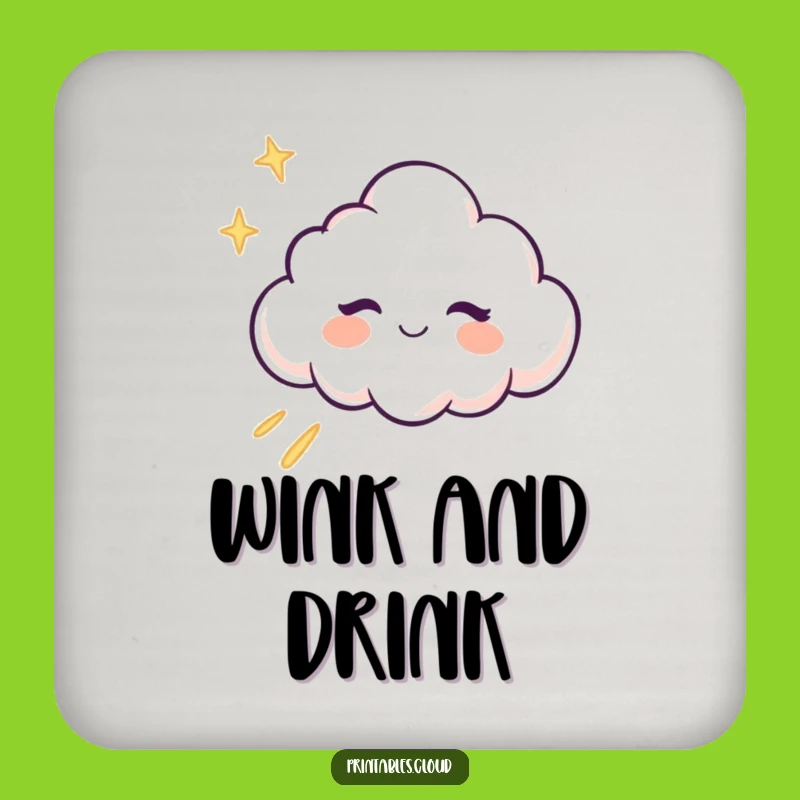 Funny Winking Cloud Coaster: Cheeky Character, Glitter Protection, Gift Accent