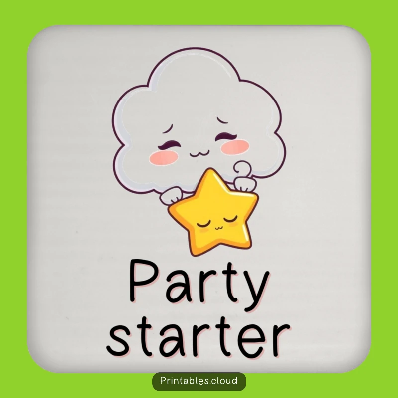 Funny Cloud Teasing Star Coaster: Protect Surfaces with Celestial Pranks