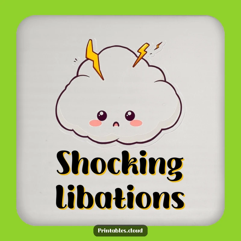 Funny Surprised Cloud Coasters: Protect Surfaces with Shocking Charm and Humor