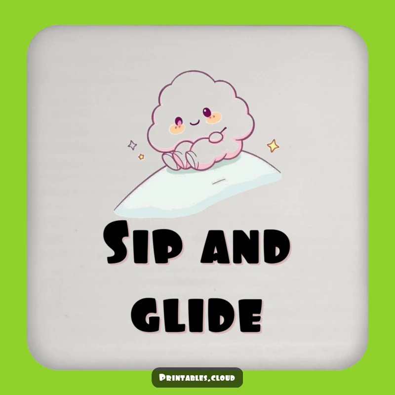 Funny Cloud Sliding Drink Coaster: Humorous Decor for Smooth Surfaces