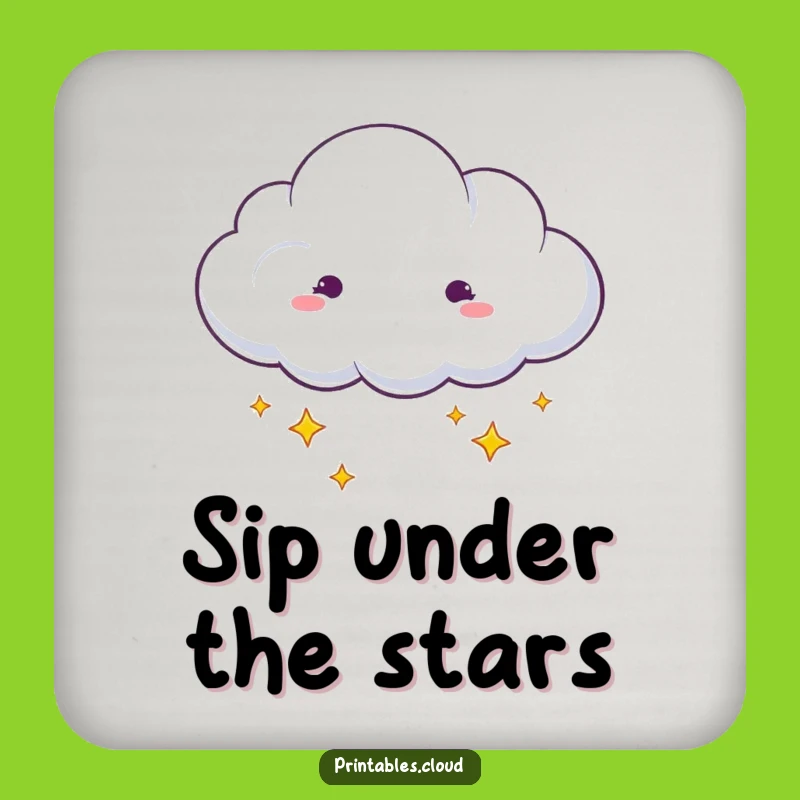 Funny Dreaming Cloud Coaster: Protect Surfaces With Starry Charm