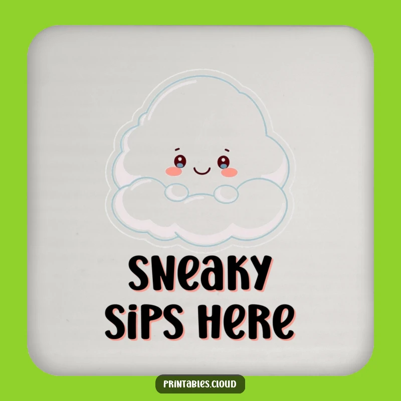 Funny Peek-a-Boo Cloud Drink Coaster: Humorous Decor for Playful Surfaces