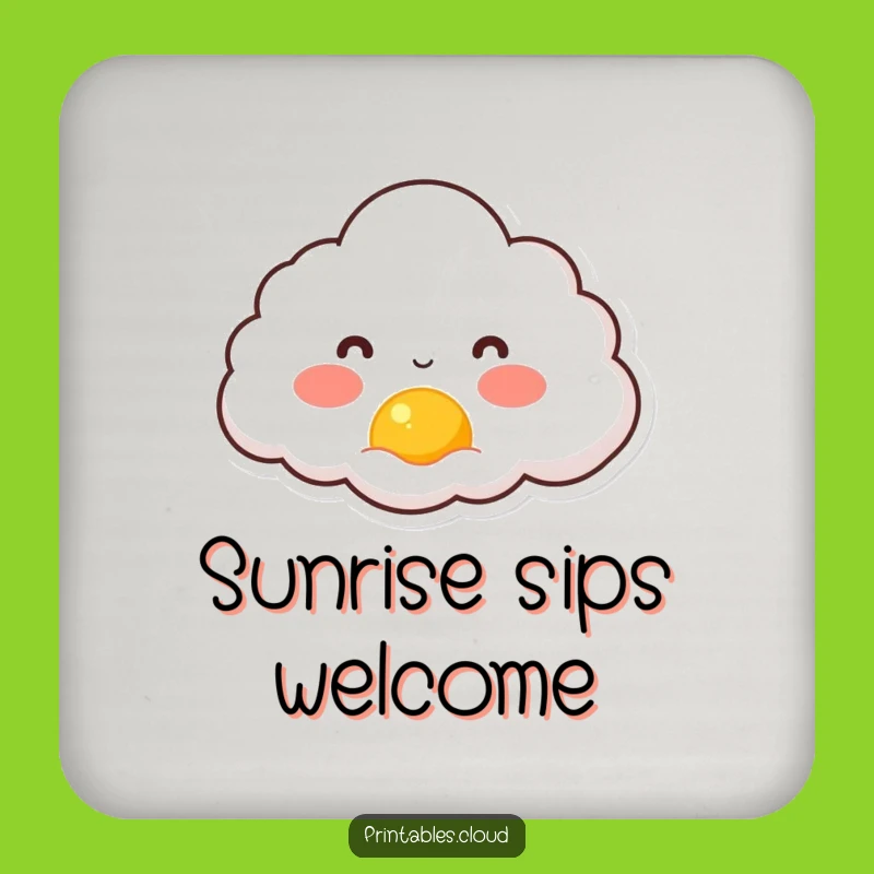 Funny Rosy Cloud Sunrise Coaster - Protect Surfaces with Morning Charm