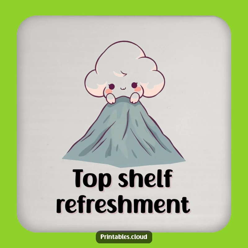 Funny Curious Cloud Coasters: Protect Surfaces with Mountain Humor