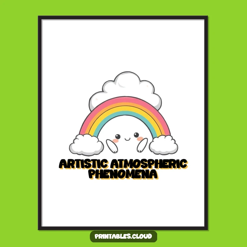 Funny Mischievous Cloud Rainbow Poster, Artistic & Humorous Wall Decor