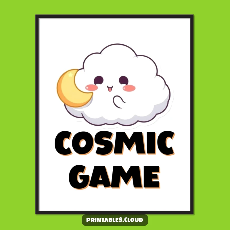 Funny Cloud Moon Catch Poster: Whimsical Wall Art, Perfect Funny Decor Gift