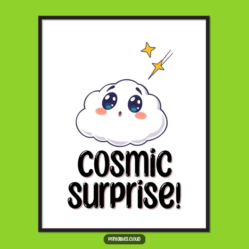 Funny Surprised Cloud Poster - Wide-Eyed Wonder for Wall Art Decor