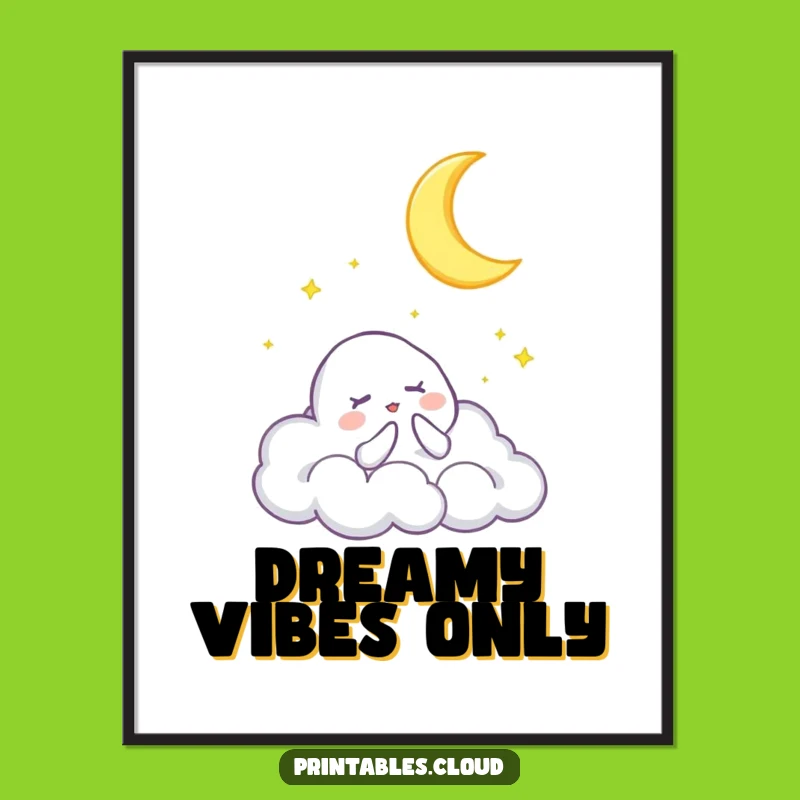 Funny Celestial Lullaby Poster - Dreamy Cloud Art, Whimsical Humorous Gift for Bedrooms