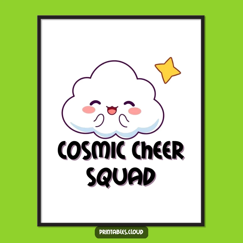 Funny Cloud Star Art Poster: Celestial Wall Decor Gift