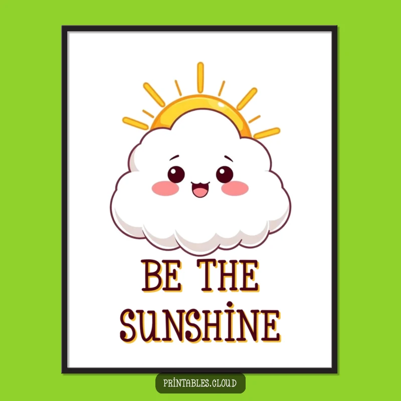 Funny Sunshine Cloud Art Poster - Warm Ray Design, Whimsical Humorous Gift for Decor