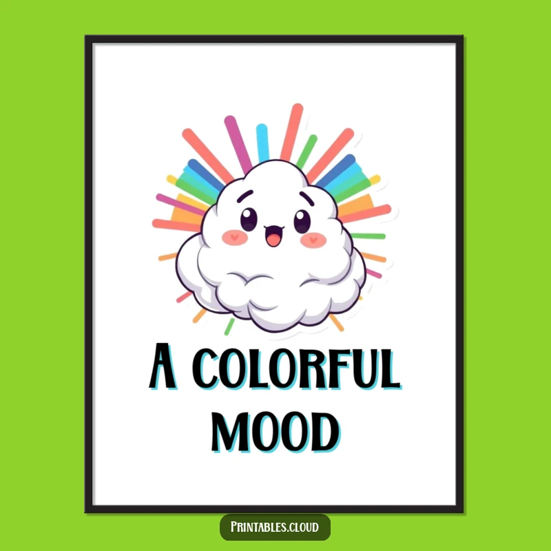 Funny Surprised Cloud Rainbow Poster - Hilarious Colorful Wall Art