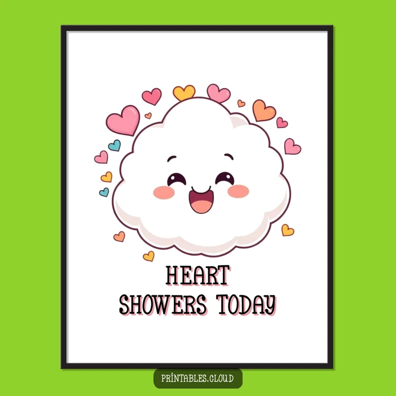 Funny Cloud Raining Hearts Poster: Bring Joyful Art to Your Walls