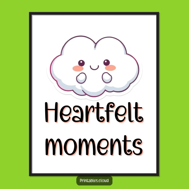Funny Heart Cloud Art Poster - Happy Floating Design, Whimsical Humorous Gift for Decor