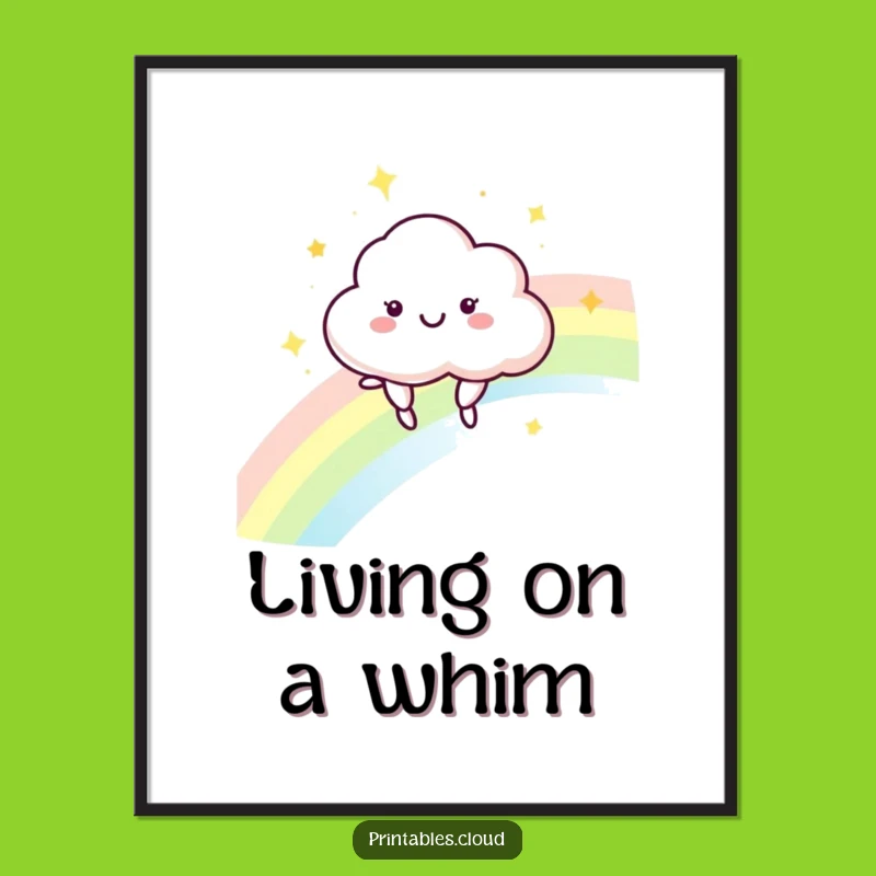 Funny Cloud Rainbow Art Poster: Whimsical Wall Decor Gift
