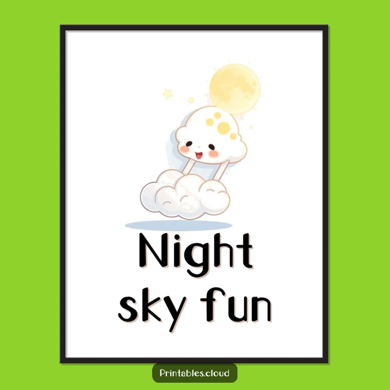 Funny Cloud Moon Poster: Playful Celestial Art for a Laugh