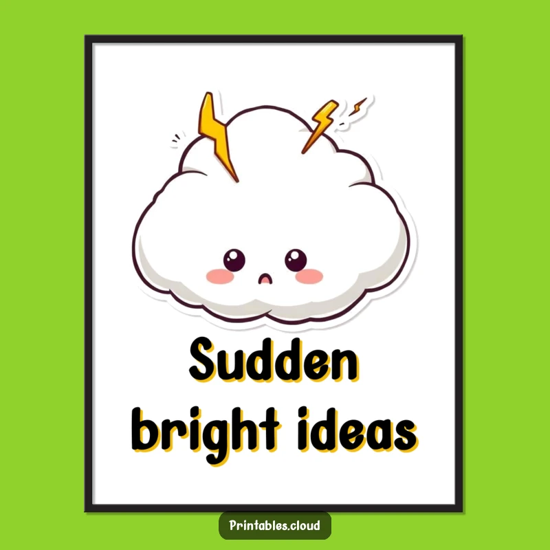 Funny Surprised Cloud Poster: Decorate with Shocking Whimsy and Electric Humor