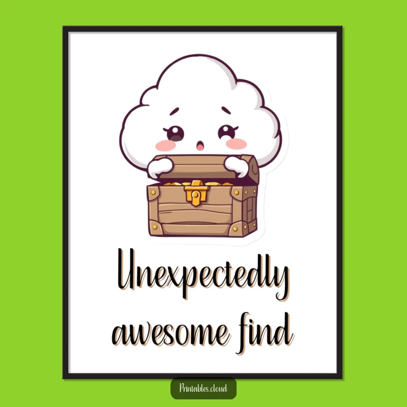 Funny Surprised Cloud Treasure Poster - Discovery Character Art Print Gift
