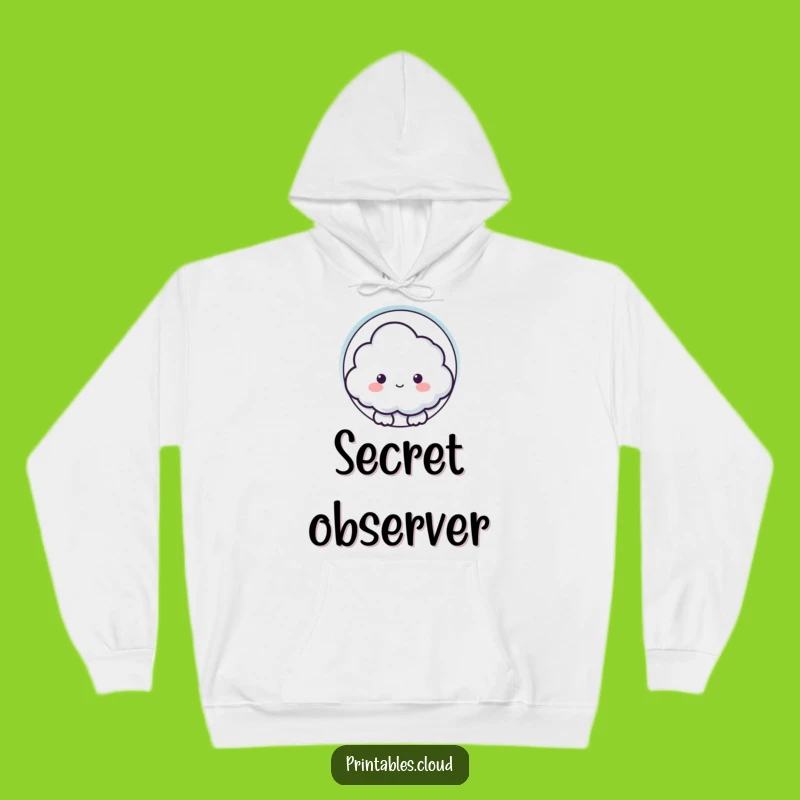 Cozy Funny Cloud Hoodie: Warm Keyhole Peek Design for Curious Comfort