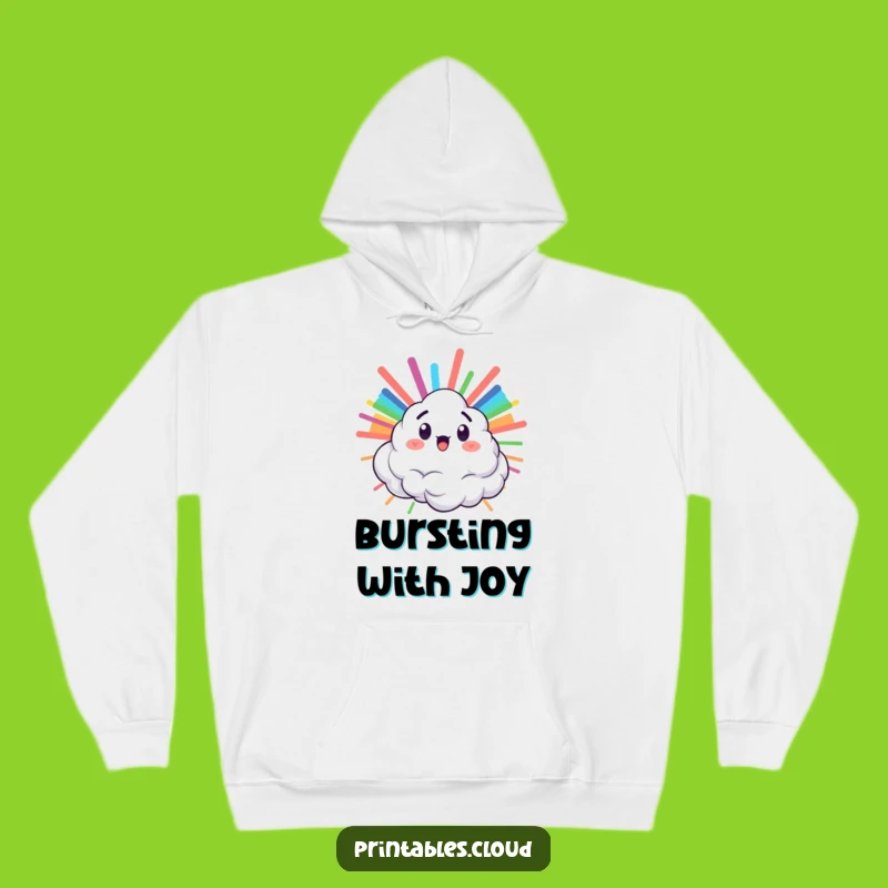 Funny Surprised Cloud Rainbow Hoodie - Cozy Burst of Color
