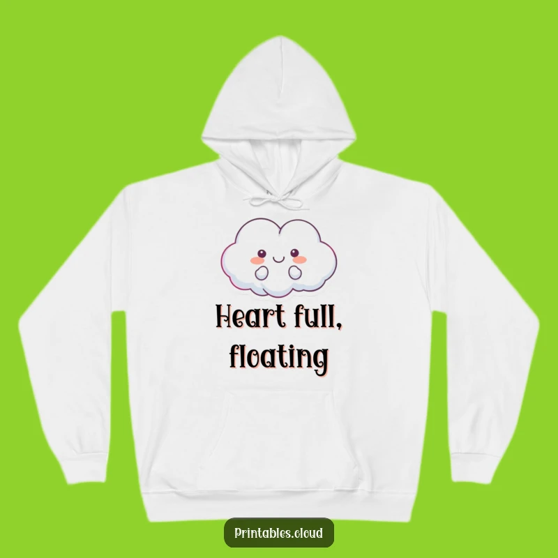 Cozy Funny Heart Cloud Hoodie - Floating Love Design, Warm Humorous Gift for Sweethearts