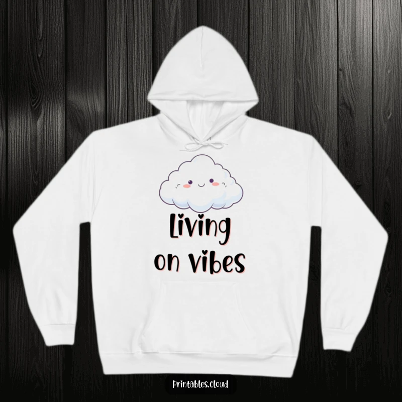 Funny Hoodie featuring a dreamy cloud happily drifting on a gentle breeze, offering cozy relaxation.