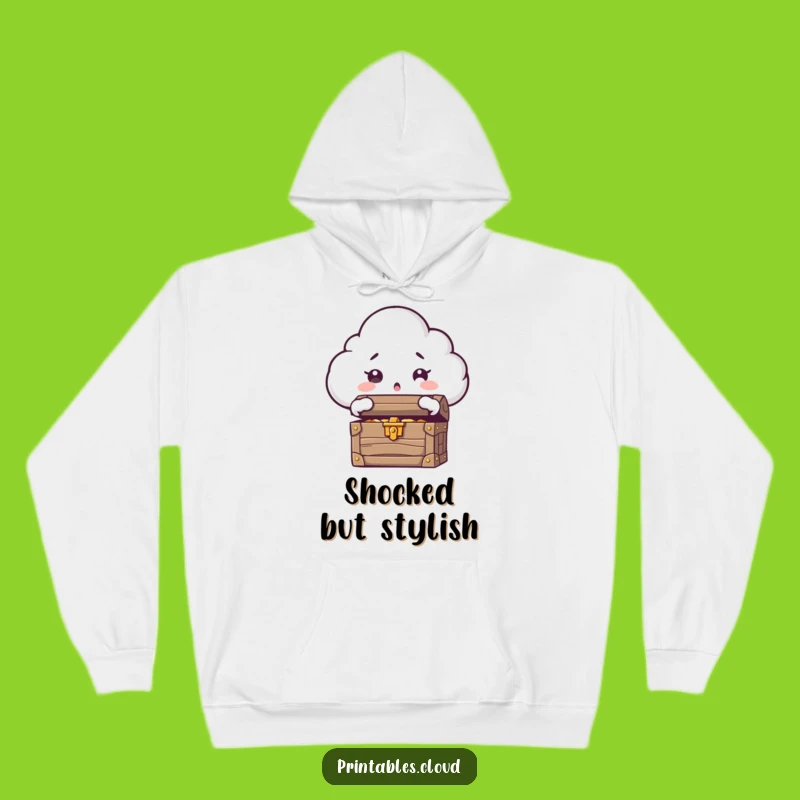 Funny Cozy Cloud Hoodie - Surprised Treasure Character Gift for Warm Adventures
