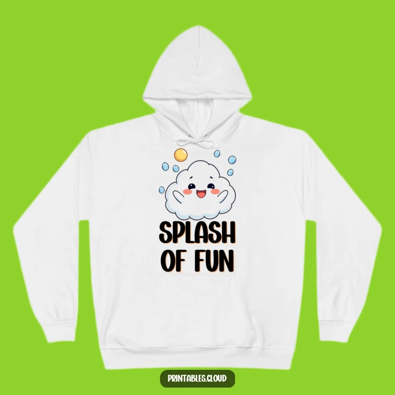 Cozy Funny Raindrop Juggling Cloud Hoodie: Stay Warm and Cheerful on Damp Days