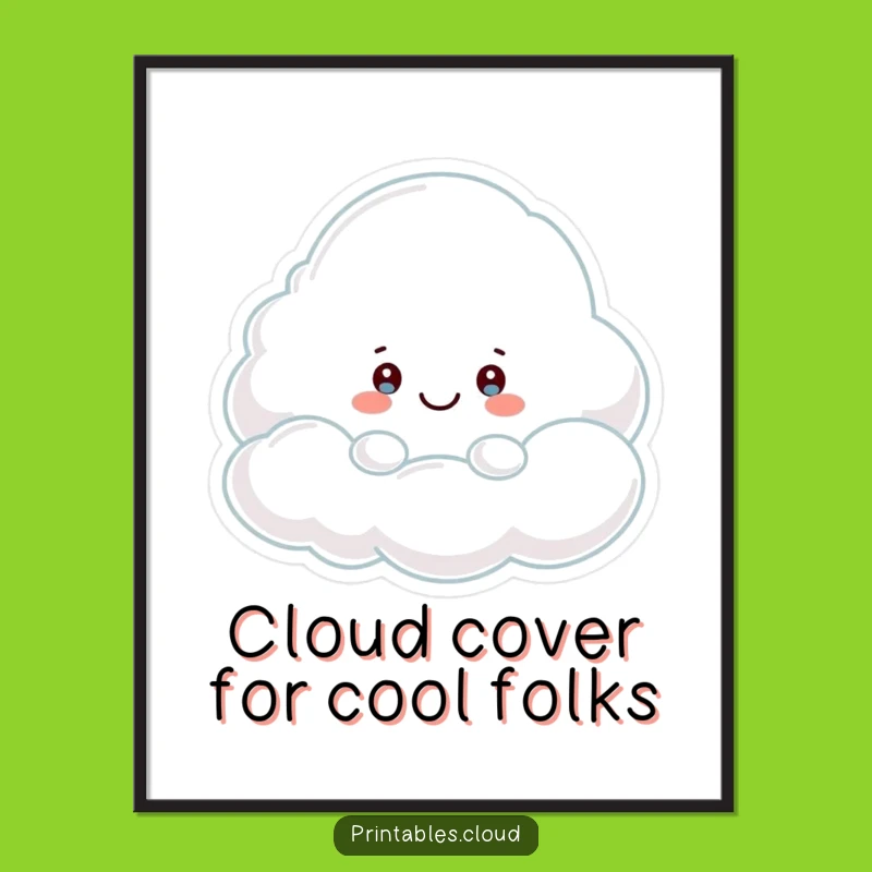 Free Printable Wall Art: Peeking Cloud - Whimsical Downloadable Decor
