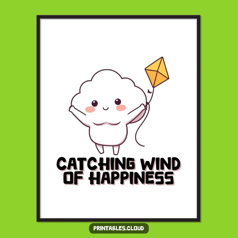 Free Printable Cloud Art: Playful Kite Ride Hilarious Wall Decor