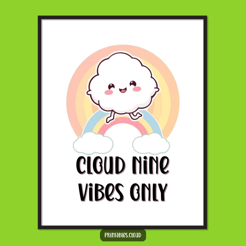 Free Printable Cloud Wall Art: Humorous Rainbow Bounce, Fun Downloadable Art