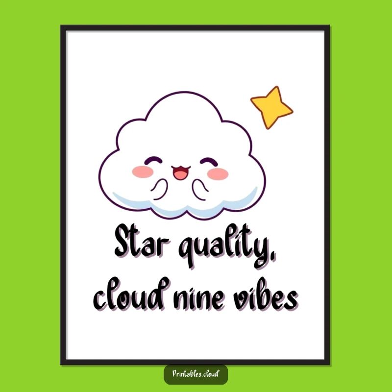 Free Printable Cloud Wall Art: Starry Wink, Humorous Downloadable Art