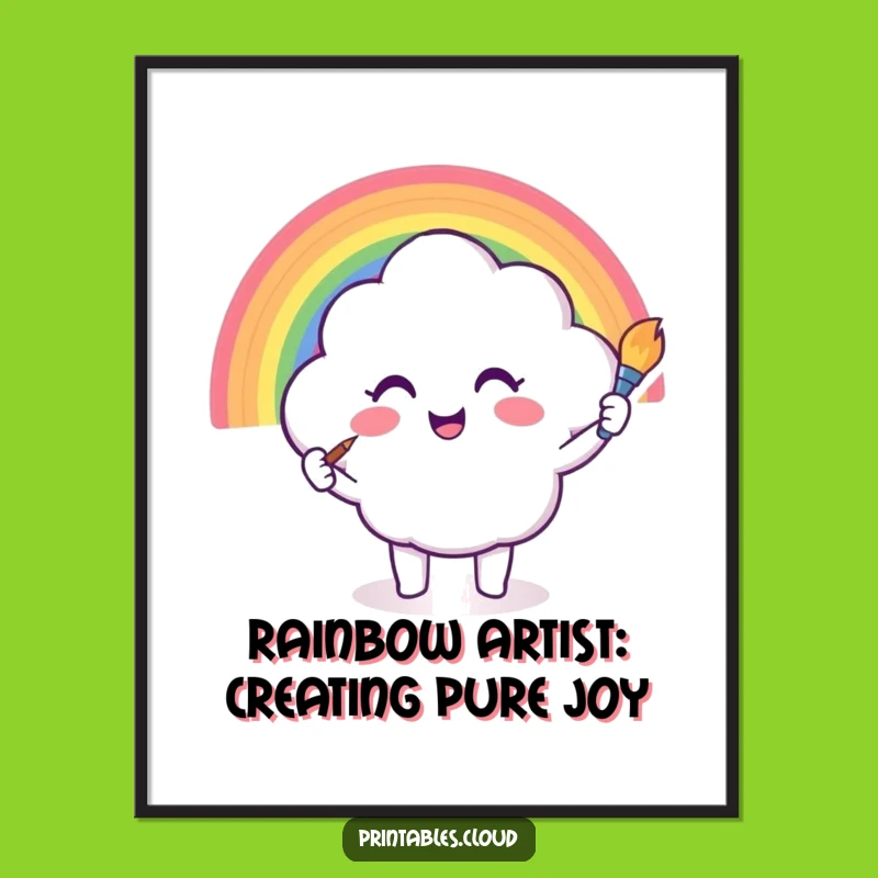Free Printable Wall Art: Happy Cloud Painting Rainbow Downloadable Decor