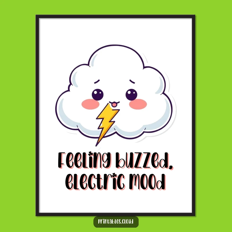 Free Printable Wall Art: Surprised Cloud & Bolt, Funny Downloadable Decor