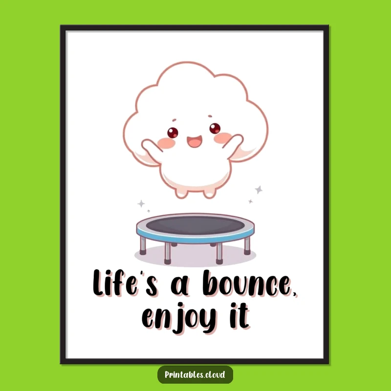 Funny Free Printable Wall Art: Bouncing Cloud, Joyful Downloadable Decor!
