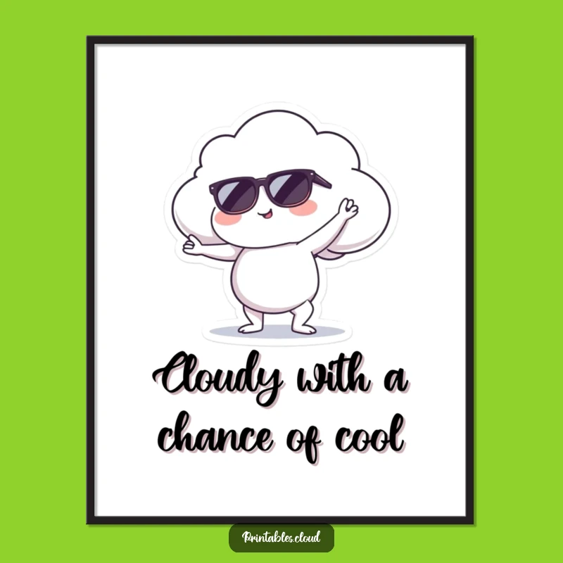 Funny Free Printable Wall Art: Cool Cloud Yoga, Downloadable Chill Decor