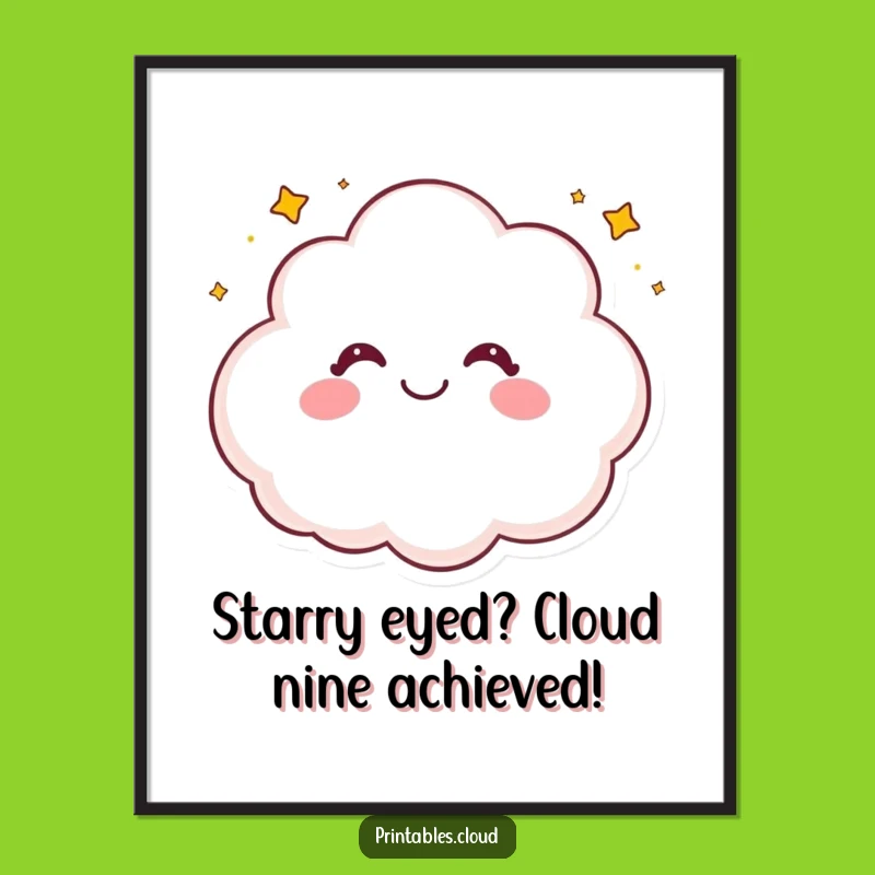 Funny Free Printable Wall Art: Giggling Cloud Sprinkles Stars of Joy!
