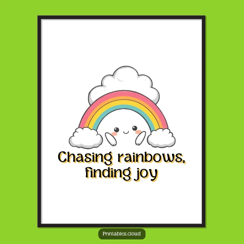 Funny Free Printable Wall Art: Mischievous Cloud, Tiny Rainbow - Quirky Downloadable Decor