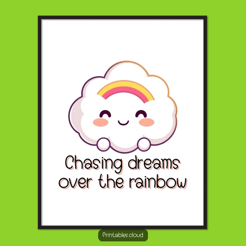 Funny Free Printable Wall Art: Smiling Cloud & Rainbow Downloadable Decor