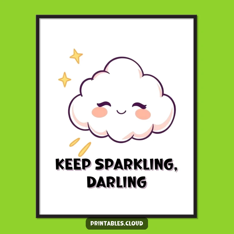Free Printable Wall Art: Winking Cloud Glitter Funny Downloadable Art for Playful Spaces
