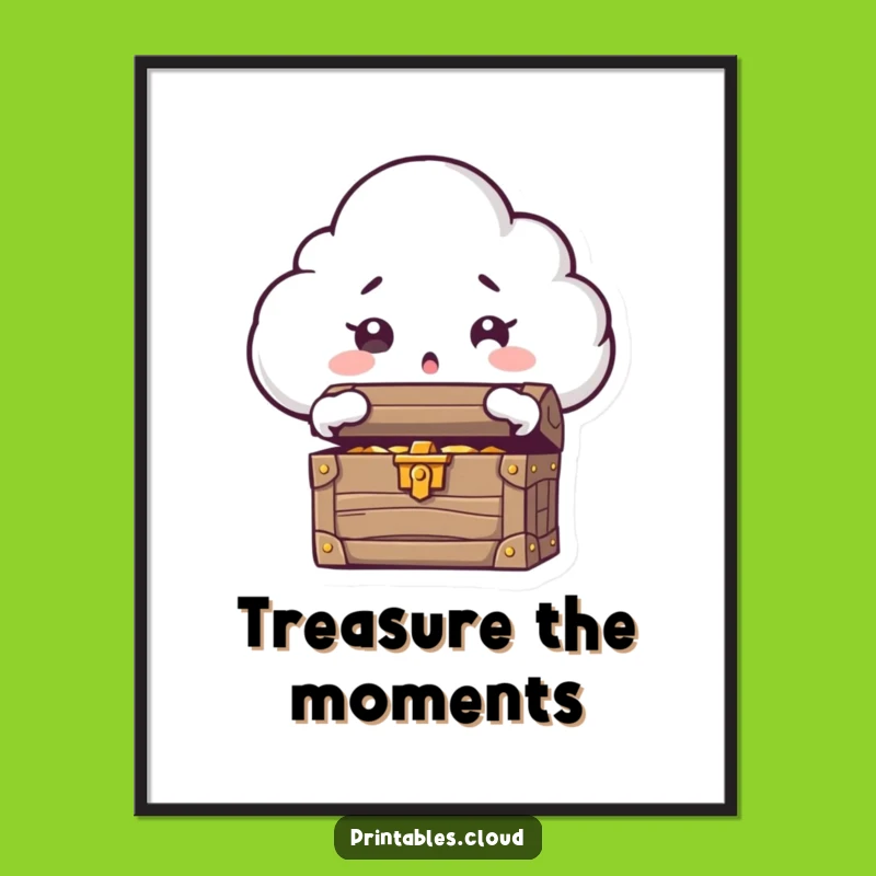 Free Printable Cloud Wall Art: Surprise Treasure Chest Humorous Downloadable Art