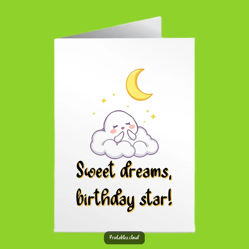 Free Printable Birthday Card: Cloud Sings Lullaby Funny Downloadable Gift