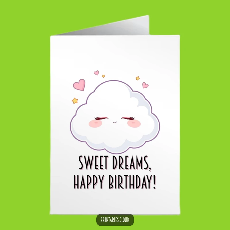 Free Printable Birthday Card: Funny Dreaming Cloud, Sweet Dreams Downloadable Gift