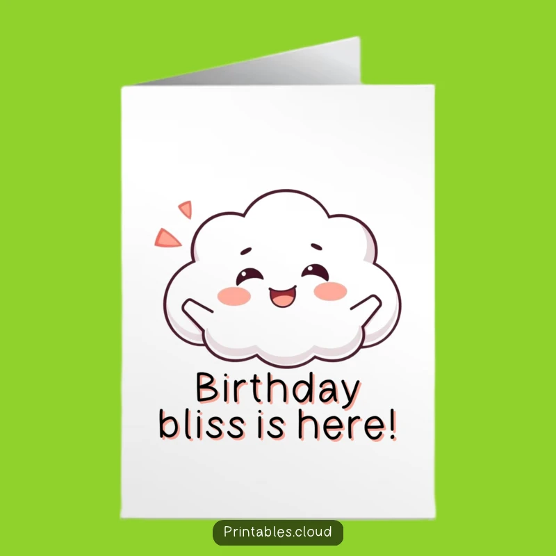 Free Printable Cloud Card: Happy Sigh Birthday Fun Downloadable Gift