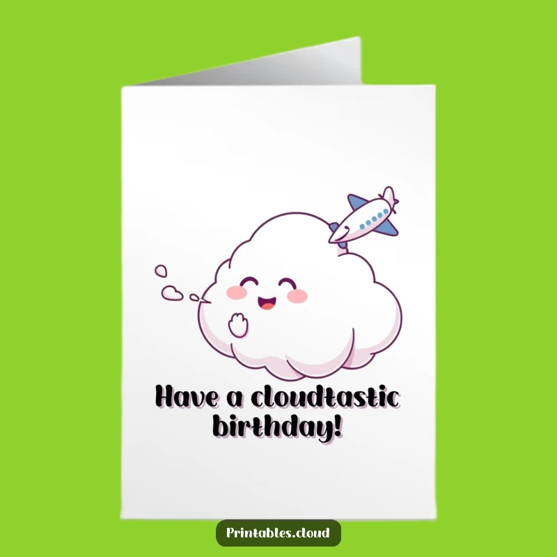 Free Printable Birthday Card: Giggling Cloud Teases Airplane