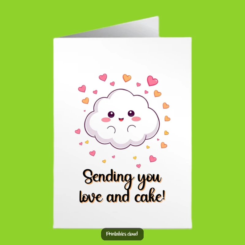 Free Printable Birthday Card: Heart Rain Cloud Funny Downloadable Gift for Loving Birthdays